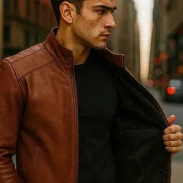 saqlaini traders Men Colorblock Leather Jacket image 3