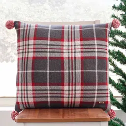 pluchi Red Geometric Cotton 20 x 20 Inches Cushion Cover image 1