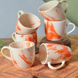 fabinaliv White Ceramic 230 ml Hancrafted (Set of 6 ) Tea Cups image 1