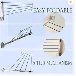 roborich Steel Wall Cloth Dryer Stand 5T-WHITE-WALL-MOUNT-B0027 image 4