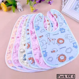 fuku 4 Soft Cotton Washable & Reusable Highly Absorbing/Comfortable& Easily Baby Bibs-picture-13