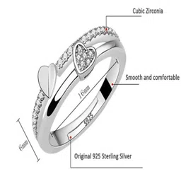 thrillz Valentine Gift For Girlfriend Silver Heart Ring For Women Red Rose Heartbox Gift Stainless Steel Cubic Zirconia Silver Plated Ring image 3
