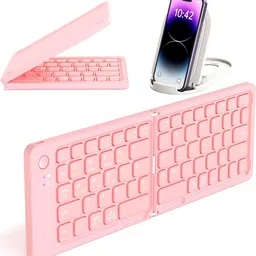 ELECTRO WOLF Mini Portable Rechargeable Wireless Bluetooth Foldable Keyboard |Mobile Holder| Bluetooth Handheld Multi-device Keyboard Compatible with Desktop, Laptop, Tablet-picture-17