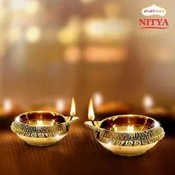Nitya Kuber Deep Brass (Pack of 2) Table Diya Set-image-20
