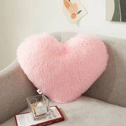 wondershala love heart shape pillow Microfibre, Polyester Fibre Solid Cushion Pack of 1-picture-25