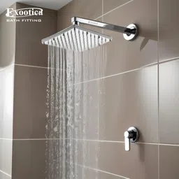 exootica Stainless Steel 304 Square Shower Head, 4 x 4In Size, Silver Sandwhich Fixed Mount image 5