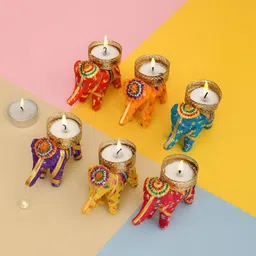 Tealight Candle Holder/Elephant Candle Holder/Tealight Candle/Candle Holders for Home Decor, Diwali Gift, Candle Diya, Candle for Birthday, Diwali, Festival Decoration 3.5 Hour Burning Time Puppet Tealight Candle Pack of 6 (Multicolor) Candle-image-30
