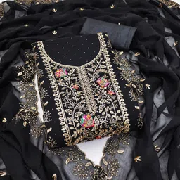 tnt Unstitched Georgette Salwar Suit Material Embroidered image 3