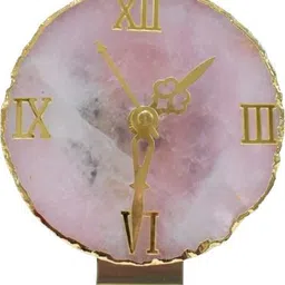 maureen Natural Rose Quartz Stone Watch with Stylish Golden Color Stand -D1 Carved Round Crystal Stone-picture-13