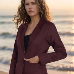 rocksy Women Solid Single Breasted Casual Blazer image 2
