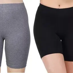 houseofcommon Pack of 2 Solid Women Multicolor Cycling Shorts-picture-14