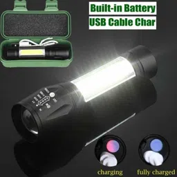 99drops Mini Rechargeable Pocket Light Zoom COB USB Charging Led Water Proof TorchA 1 hrs Torch Emergency Light image 3
