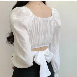 newlookas Casual Roll Up Sleeves Self Design Women White Top image 2