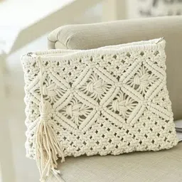 daloua White Women Sling Bag Macrame handbag purse for women and girls-picture-19