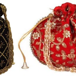 Girls Black, Red, Gold Potli-image-35