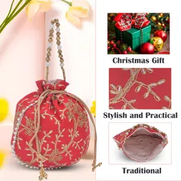 kuber industries Women Maroon, Pink, Red Potli image 3