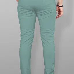 combraided Men Slim Fit Green Lycra Blend Trousers image 2