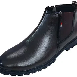 jindal enterprises Men’s Brown Leather Chelsea Boots – Stylish Slip-On Ankle Boots with Elastic Loafers For Men image 4
