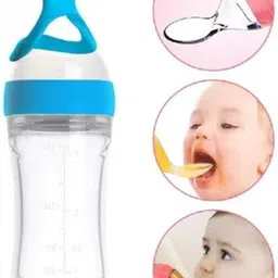 littlewonders Silicone Baby Food Feeder Squeeze Bottle for new Born baby 90ml (pink) Feeder image 3