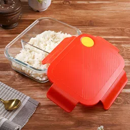 emporium 99 Transparent Glass Dishwasher And Microwave Safe Lunch Box with Lock lid 1 Containers Lunch Box-picture-45