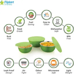 flipkart smartbuy Stainless Steel Serving Bowl Flora Microwave image 2