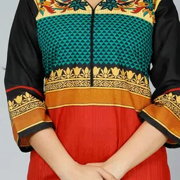 Jevi Prints Ethnic Motif Printed V Neck Pure Cotton Kurta image 2