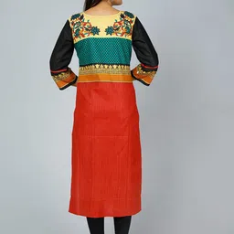 Jevi Prints Ethnic Motif Printed V Neck Pure Cotton Kurta image 4