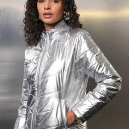 Tokyo Talkies Women Crop Puffer Jacket with Patchwork image 4