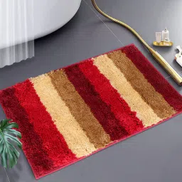 Red Stripe Microfiber 24x16 Inches Super Soft Bath Mat By Luxe Home International-image-55