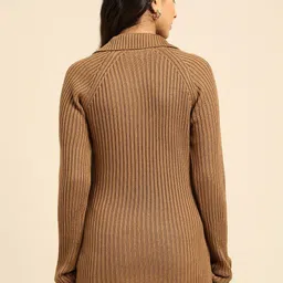 all about you Women Self Design Brown Sweater image 4