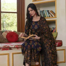 nayo Floral Print Kurta, Palazzo & Dupatta Set image 1