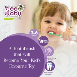 beebaby Unicorn Shape Brush Buddy Soft Tapered Bristles Kids Toothbrush. BPA Free|Green Extra Soft Toothbrush image 3