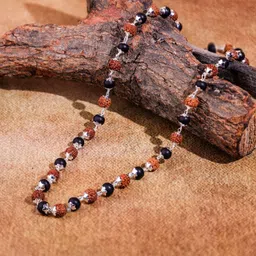 vibesle Raksha Rudraksha & Karungali Malai | Original 54 Beads Wood Necklace image 2