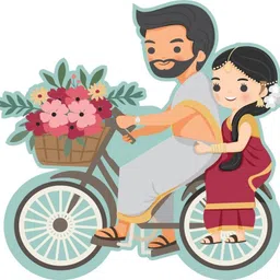 skywalk Cute Indian Couple Cycle Ride Wooden Fridge Magnet-Perfect for Valentine, Anniversary, Couple and Love Gift and Decoration Fridge Magnet Pack of 1 image 1