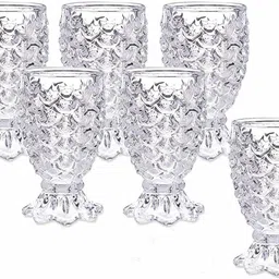 (Pack of 6) Crystal Clear Pineapple Shaped Fancy Juice Glass Pieces Glass Set Of 6 (Glass, 250 ml, Clear) (Pack of 6) Glass Set Water/Juice Glass-image-35
