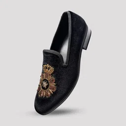 house of davinch Men Velvet Slip On Shoes Stylish Embroidered Party Wear Comfortable Footwear Loafers For Men image 3