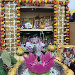 aarshi creation Fountain for Ladoo Gopal Pink Lotus Artificial Flower with Pot image 2