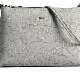exotic Grey Women Sling Bag Floral Embossed Texture Sling Bag for Women image 4
