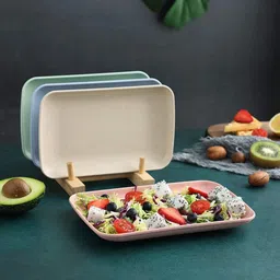 openzest Multicolor Eco-friendly Lightweight Wheat Straw Small Snack Plate(6Pcs) Dinner Plate image 3