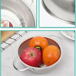 darshanam world Kitchen Fruit Vegetable Rice Washing Baskets with Handle Drain Basin Basket Collapsible Strainer image 2