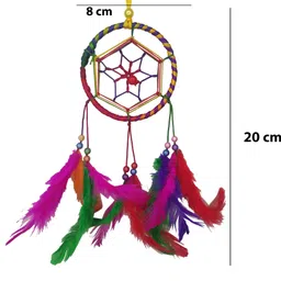 mehruna CAR HANGING DREAM CATCHER FOR HOME DECOR L8 x H20 multi or blue or orange or yellow or red (.200 gram) pack of 10 ps combo Wool, Feather, Silver Dream Catcher image 3