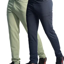 khozi Pack of 2 Men Solid Light Green, Grey Track Pants image 3