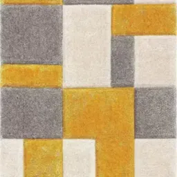 sr handloom Grey, Yellow Polyester Carpet image 2