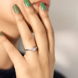 Zarkan Diamond Cut Heart 925 Sterling Silver Ring Sterling Silver Rhodium Plated Ring-picture-22