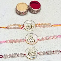 dravex global Religious Premium Resin Ganpati Rakhi Set (3 Pieces) and a Free Dark Fantasy Gold Finish Rakhi Set image 3