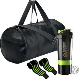 20 L Gym Duffel Bag - Combo of Duffel Bag & Shaker Bottle With Wrist Band for Gym Workout Men & Women. - Green, Black-image-32