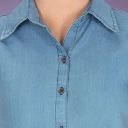 houseofcommon Women Regular Fit Solid Button Down Collar Casual Shirt image 4