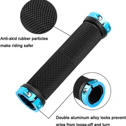 nsv Pair Cycling Lock-on Anti-Slip Bicycle Handlebar Handle Grip for MTB Blue Bicycle Handle Grip image 3
