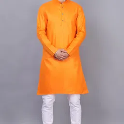 rajababu Men Solid Cotton Blend Straight Kurta-picture-12