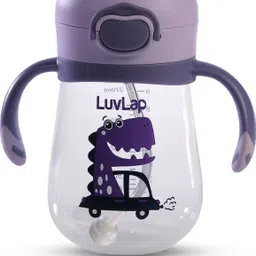 luvlap Baby Bite Resistant Soft Silicone weighted Straw Sipper Cup with Handle, 300 ml,-picture-13